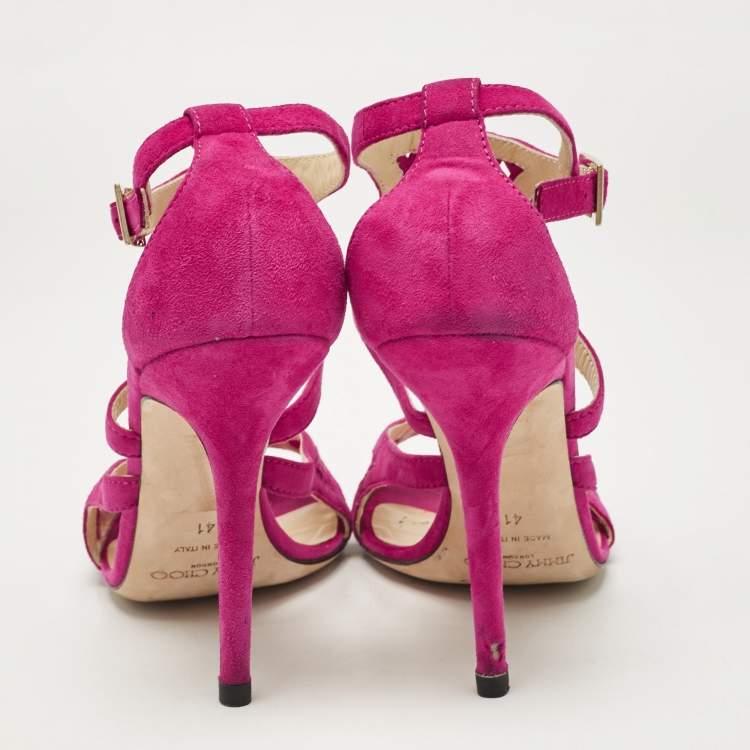 Pre Owned Jimmy Choo Purple Suede Ankle Strap Sandals Size 41