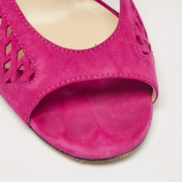 Pre Owned Jimmy Choo Purple Suede Ankle Strap Sandals Size 41