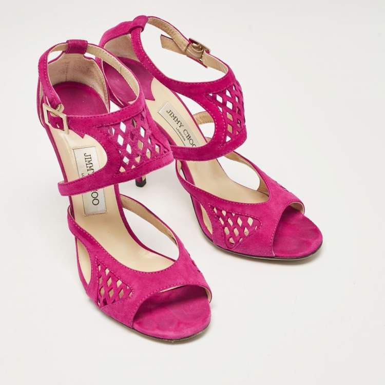 Pre Owned Jimmy Choo Purple Suede Ankle Strap Sandals Size 41