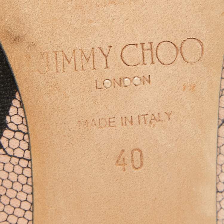 Pre Owned Jimmy Choo Beige/Black Canvas Agnes Pumps Size 40