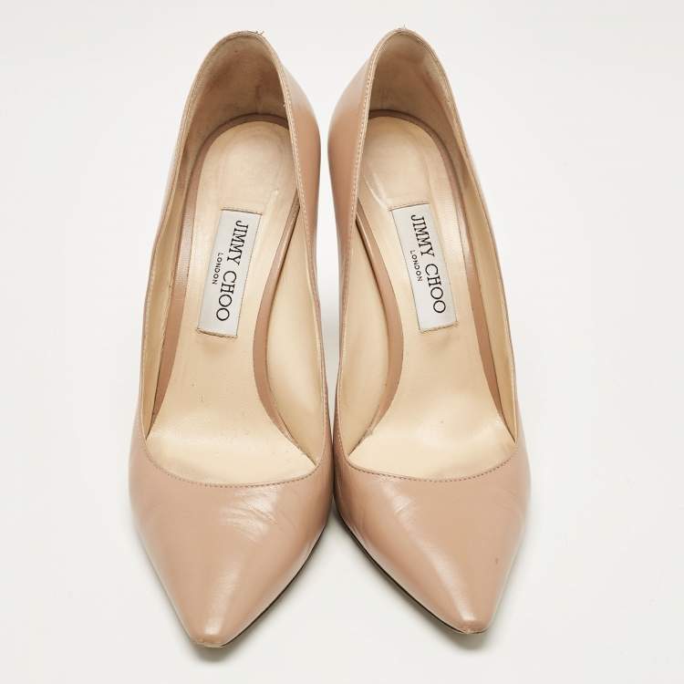 Pre Owned Jimmy Choo Beige Leather Romy Pumps Size 40