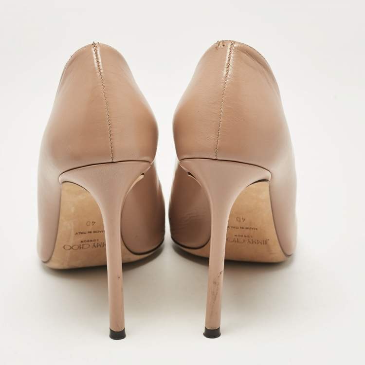 Pre Owned Jimmy Choo Beige Leather Romy Pumps Size 40