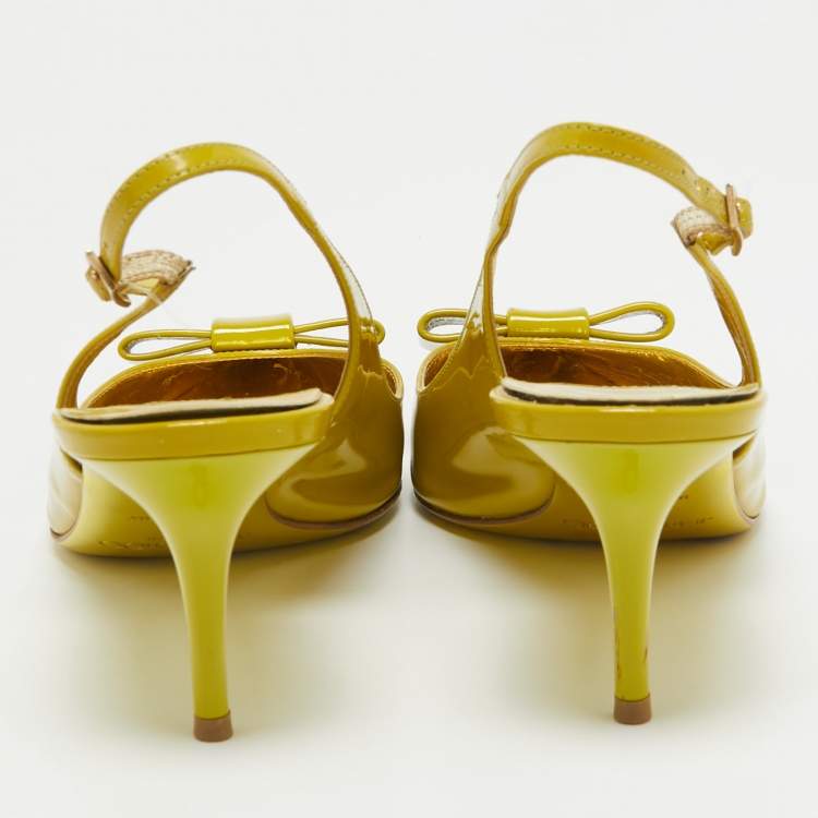 Pre Owned Jimmy Choo Green Patent Leather Slingback Pumps Size 39
