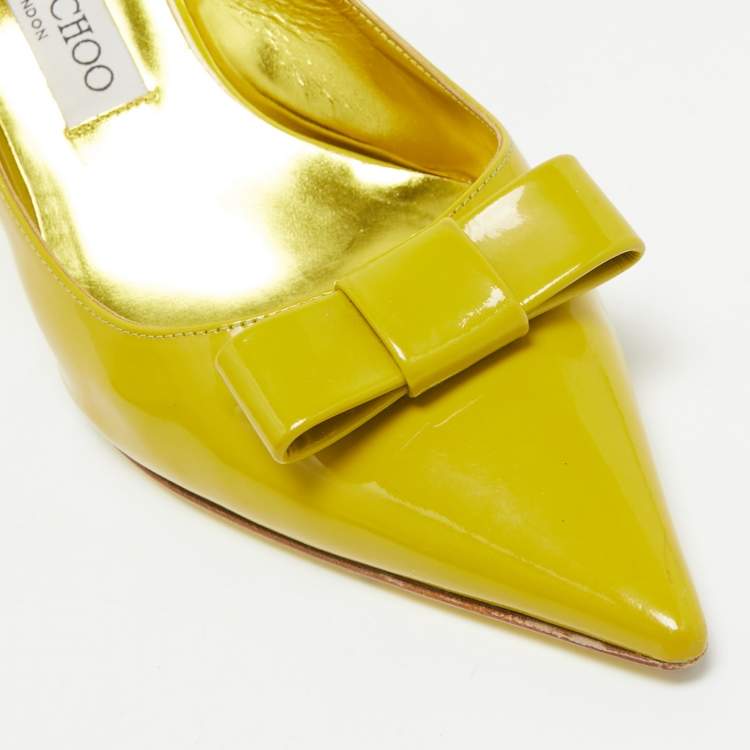 Pre Owned Jimmy Choo Green Patent Leather Slingback Pumps Size 39