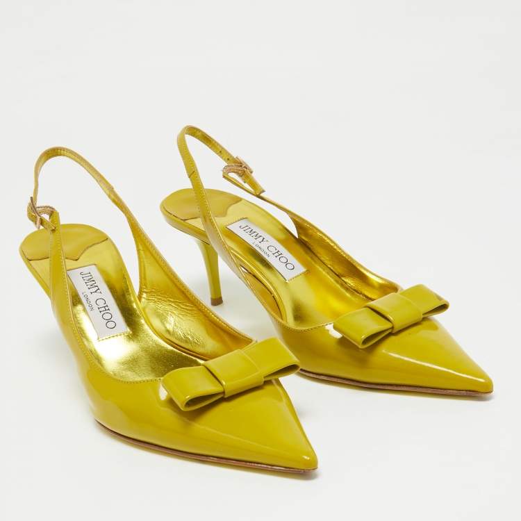 Pre Owned Jimmy Choo Green Patent Leather Slingback Pumps Size 39