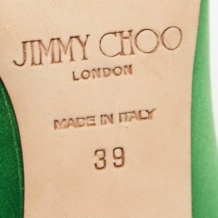 Pre Owned Jimmy Choo Green Satin Manda Pumps Size 39