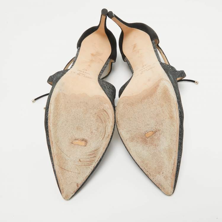 Pre Owned Jimmy Choo Black/Grey Textured Suede Vanessa Pumps Size 42