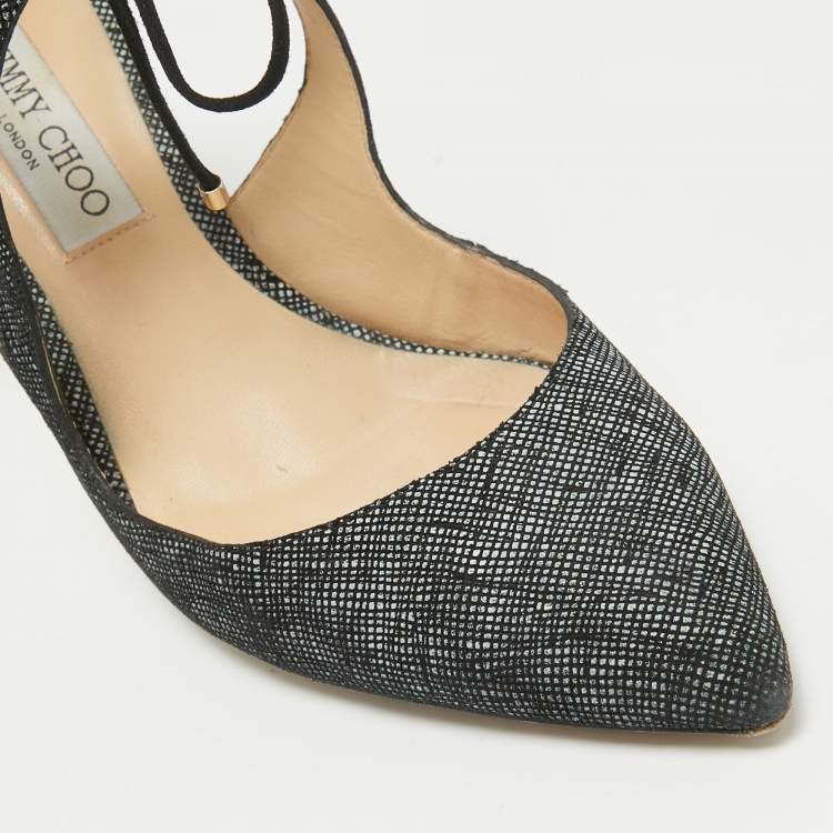 Pre Owned Jimmy Choo Black/Grey Textured Suede Vanessa Pumps Size 42