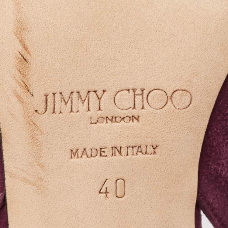Pre Owned Jimmy Choo Purple Suede and Feather Tacey Slingback Pumps Size 40