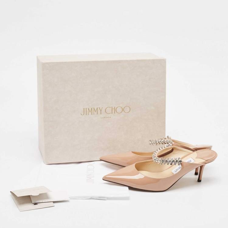 Pre Owned Jimmy Choo Dusty Pink Patent Leather Bing Mules Size 39.5