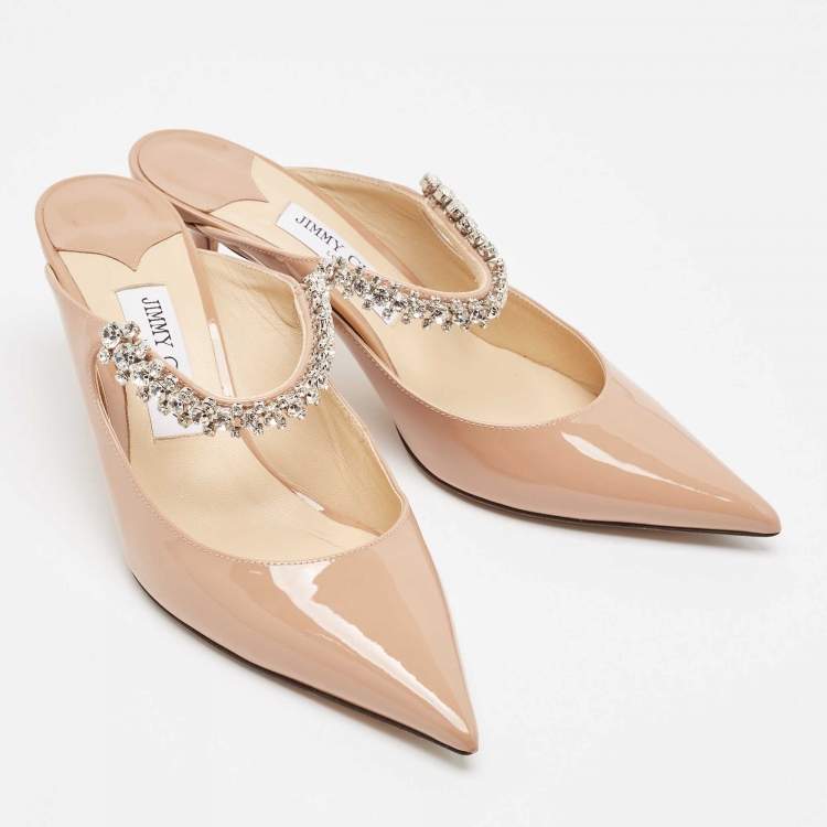 Pre Owned Jimmy Choo Dusty Pink Patent Leather Bing Mules Size 39.5