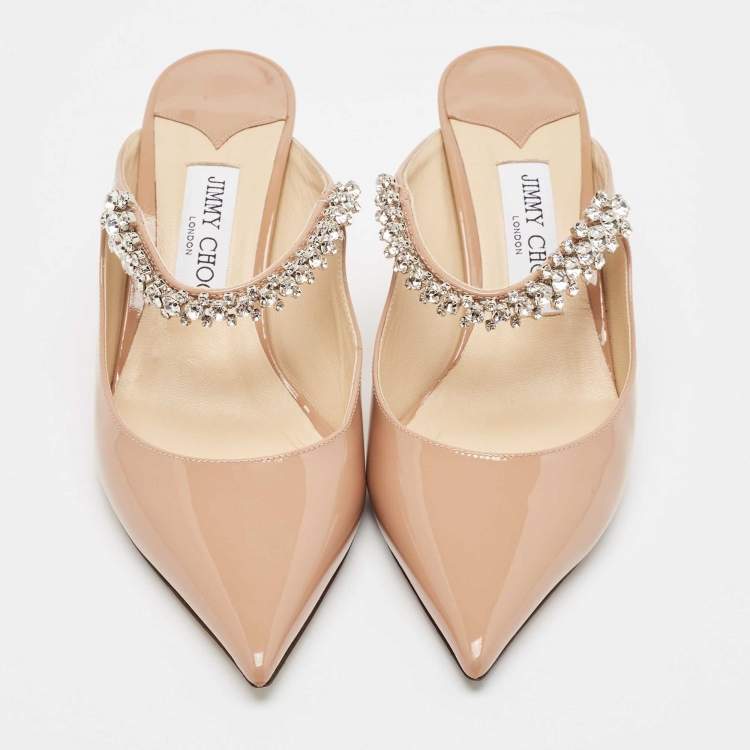 Pre Owned Jimmy Choo Dusty Pink Patent Leather Bing Mules Size 39.5