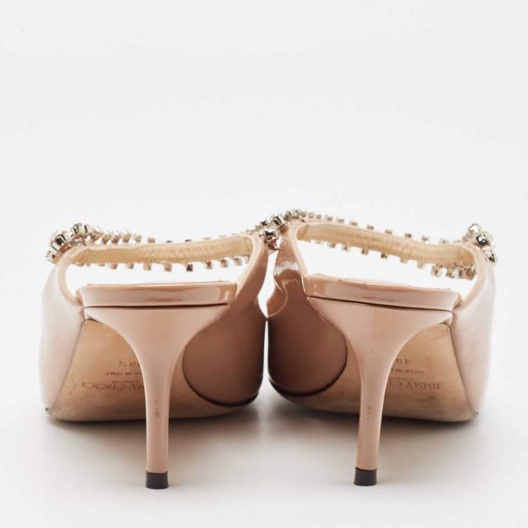 Pre Owned Jimmy Choo Dusty Pink Patent Leather Bing Mules Size 39.5