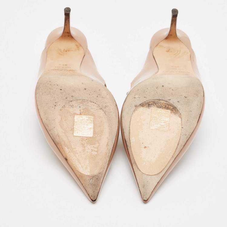 Pre Owned Jimmy Choo Dusty Pink Patent Leather Bing Mules Size 39.5