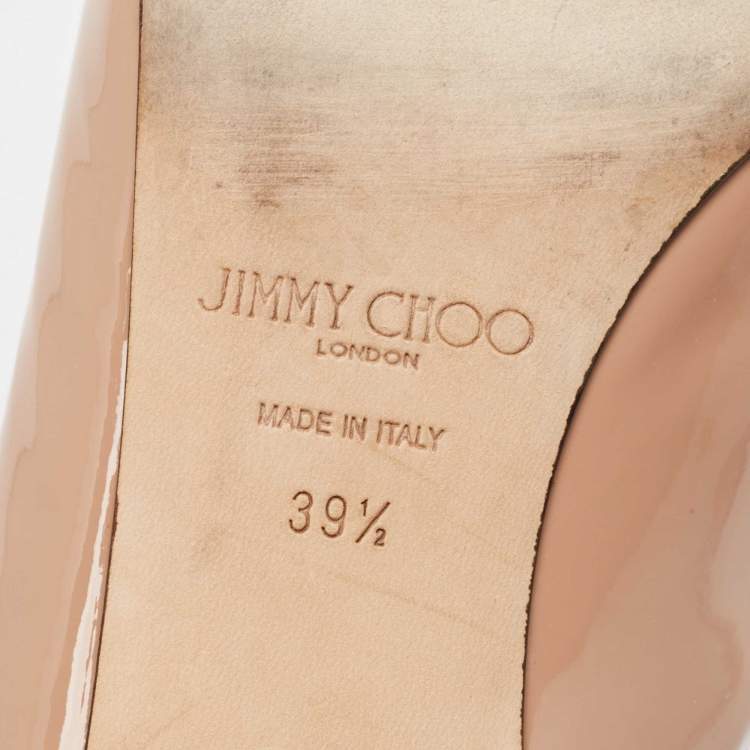 Pre Owned Jimmy Choo Dusty Pink Patent Leather Bing Mules Size 39.5