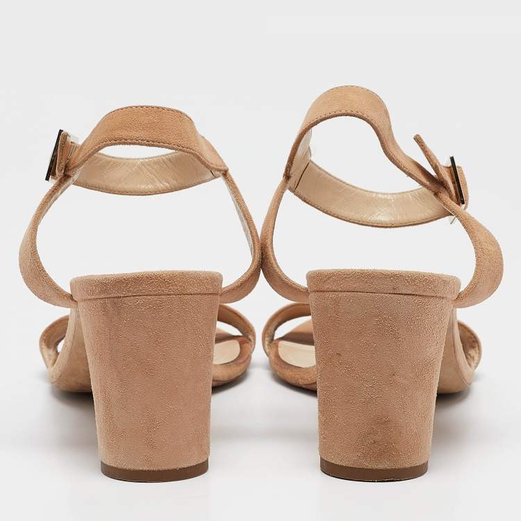 Pre Owned Jimmy Choo Beige Suede Ankle Strap Sandals Size 41