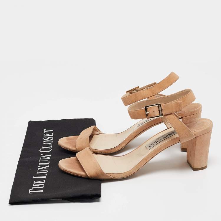 Pre Owned Jimmy Choo Beige Suede Ankle Strap Sandals Size 41