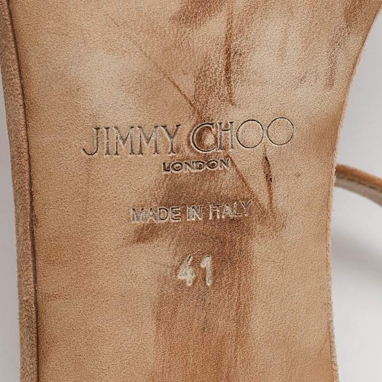 Pre Owned Jimmy Choo Beige Suede Ankle Strap Sandals Size 41