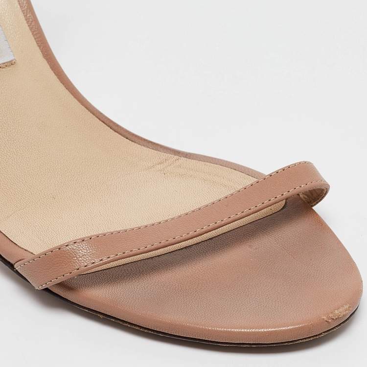 Pre Owned Jimmy Choo Beige Leather Minny Ankle Strap Sandals Size 40
