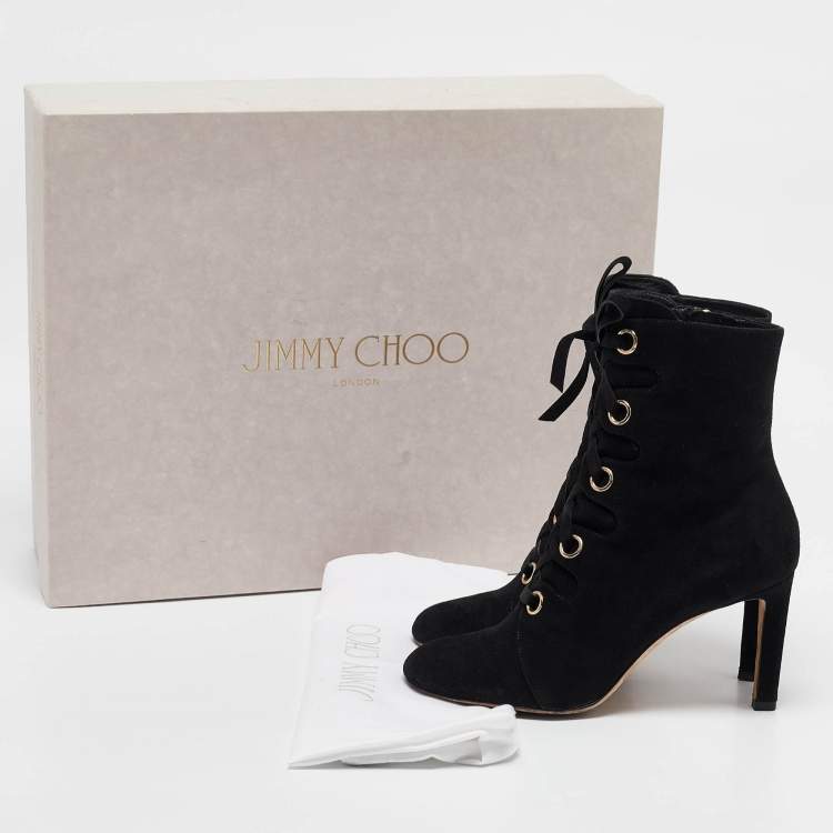 Pre Owned Jimmy Choo Black Suede Blayre 85 Ankle Length Boots 37