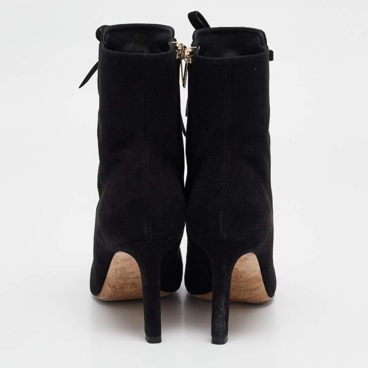 Pre Owned Jimmy Choo Black Suede Blayre 85 Ankle Length Boots 37