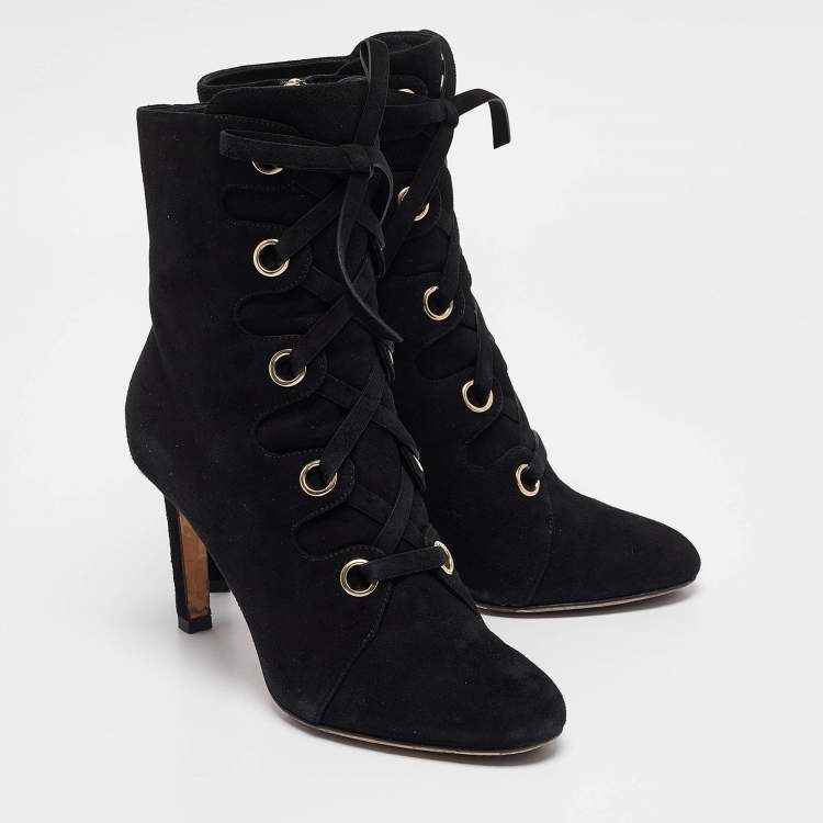 Pre Owned Jimmy Choo Black Suede Blayre 85 Ankle Length Boots 37