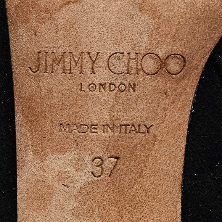 Pre Owned Jimmy Choo Black Suede Blayre 85 Ankle Length Boots 37