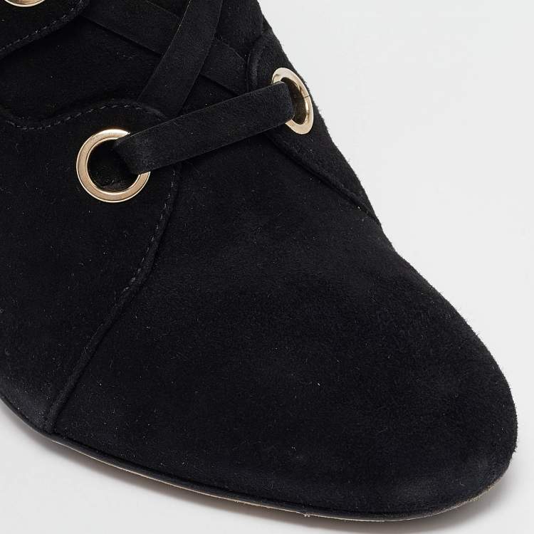 Pre Owned Jimmy Choo Black Suede Blayre 85 Ankle Length Boots 37