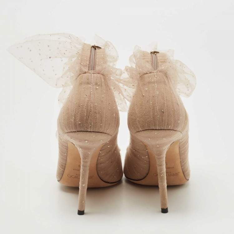 Pre Owned Jimmy Choo Beige Lace and Suede Lavish Pumps Size 39
