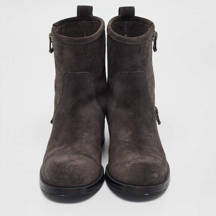 Pre Owned Jimmy Choo Grey Suede Ankle Length Boots Size 35.5