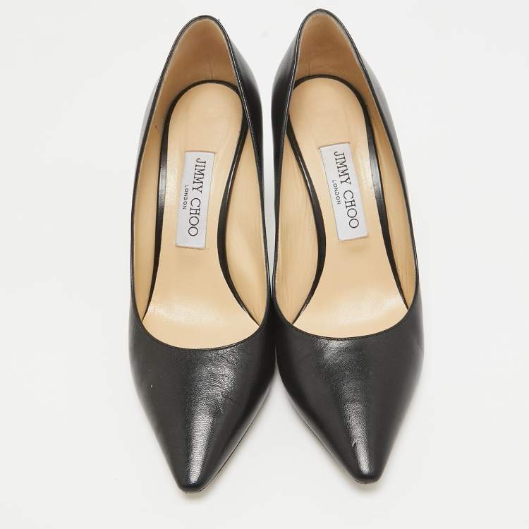 Pre Owned Jimmy Choo Black Leather Romy Pumps Size 38
