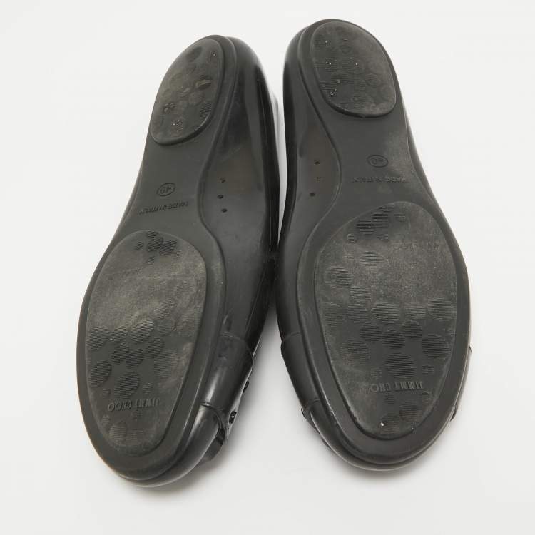 Pre Owned Jimmy Choo Black Rubber Ballet Flats Size 40
