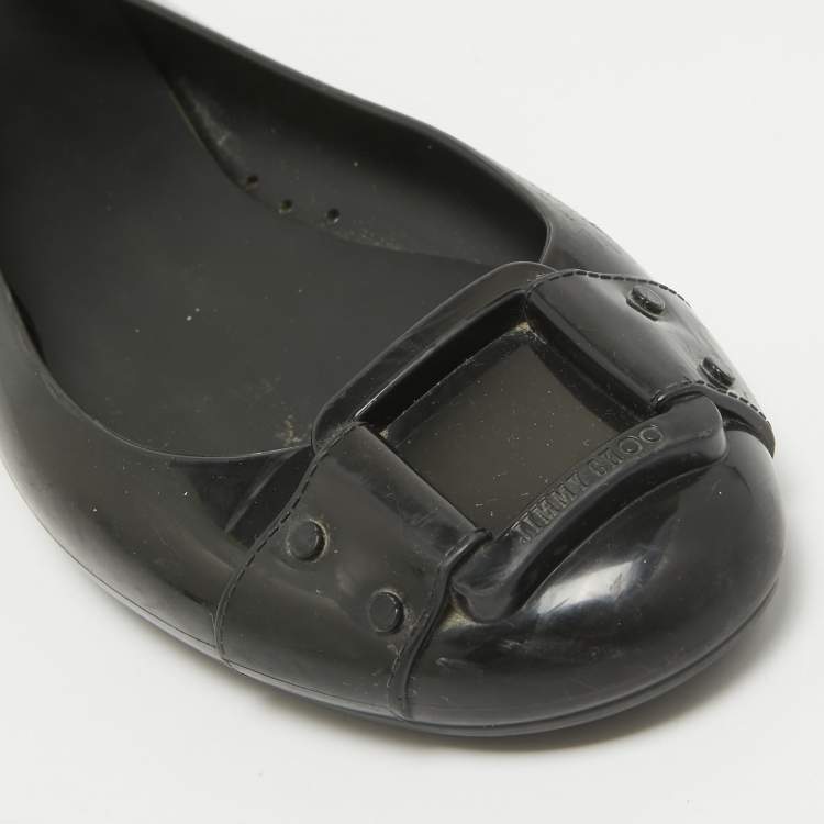 Pre Owned Jimmy Choo Black Rubber Ballet Flats Size 40