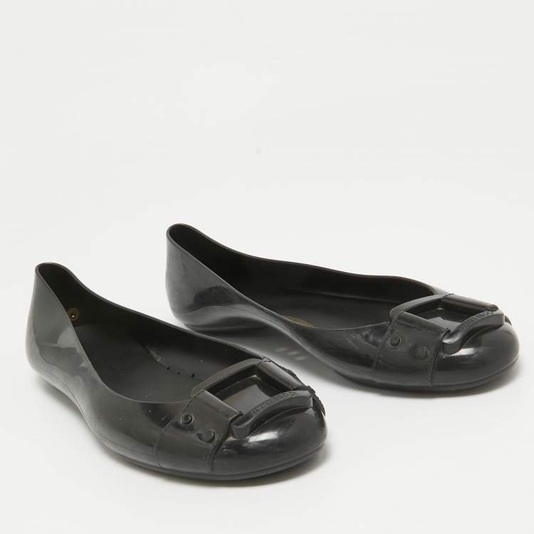 Pre Owned Jimmy Choo Black Rubber Ballet Flats Size 40