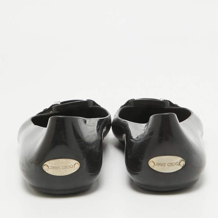 Pre Owned Jimmy Choo Black Rubber Ballet Flats Size 40