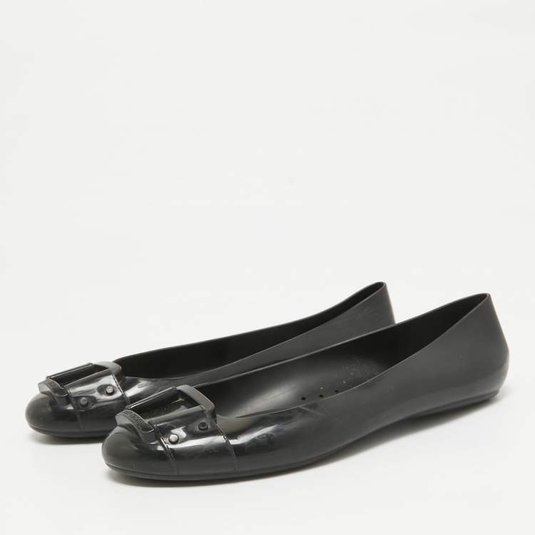 Pre Owned Jimmy Choo Black Rubber Ballet Flats Size 40
