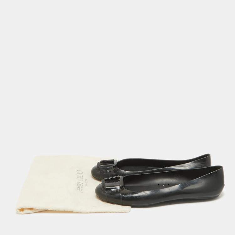Pre Owned Jimmy Choo Black Rubber Ballet Flats Size 40
