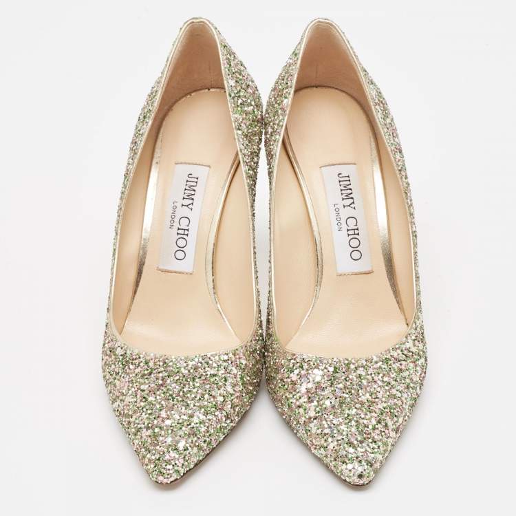 Pre Owned Jimmy Choo Multicolor Glitter Romy Pumps Size 36