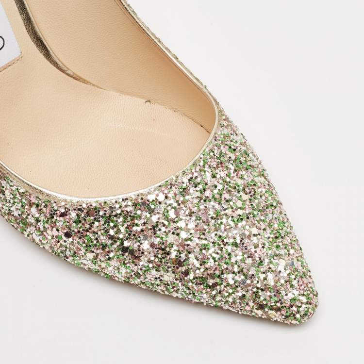 Pre Owned Jimmy Choo Multicolor Glitter Romy Pumps Size 36