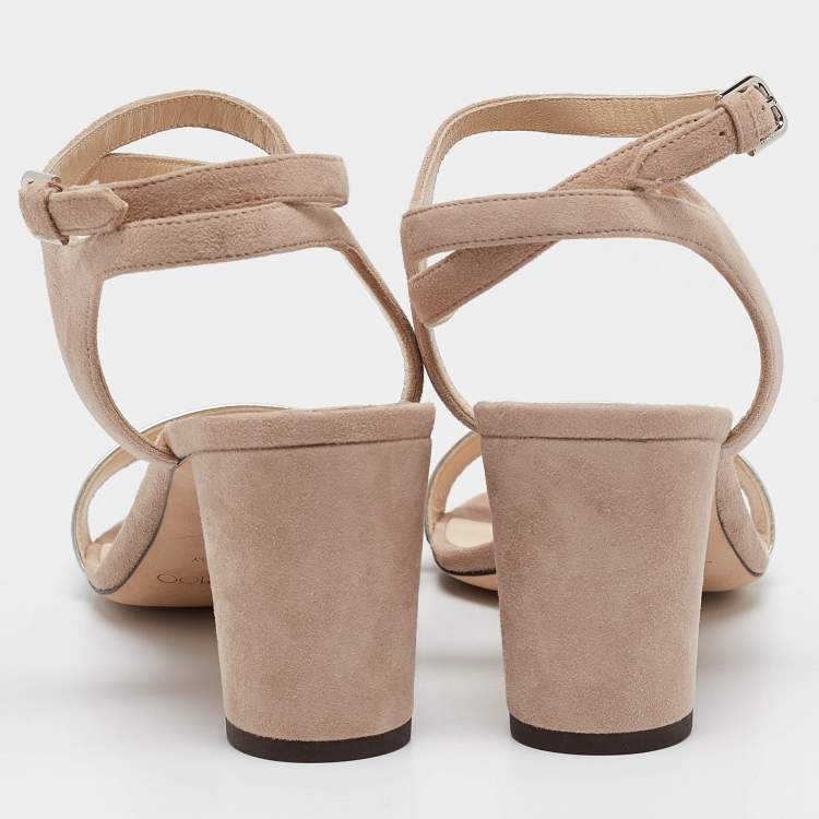 Pre Owned Jimmy Choo Pink/Silver Suede and Leather Marine Sandals Size 41