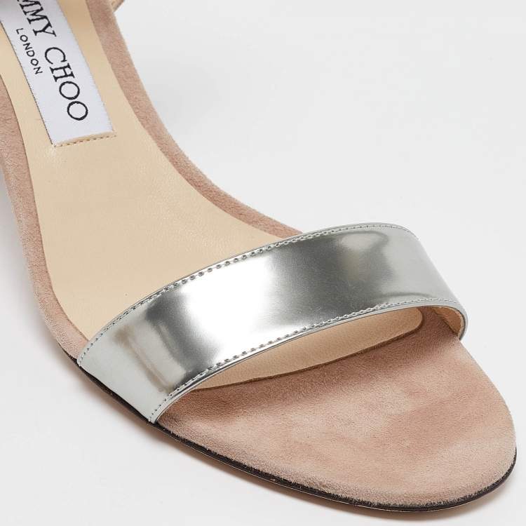 Pre Owned Jimmy Choo Pink/Silver Suede and Leather Marine Sandals Size 41