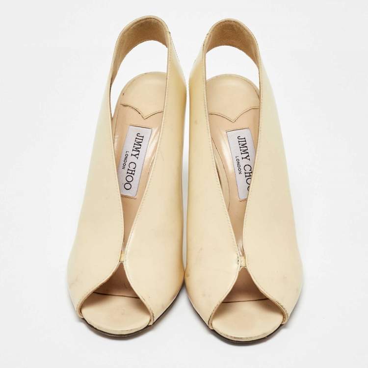 Pre Owned Jimmy Choo Cream Leather Shar Slingback Pumps Size 39