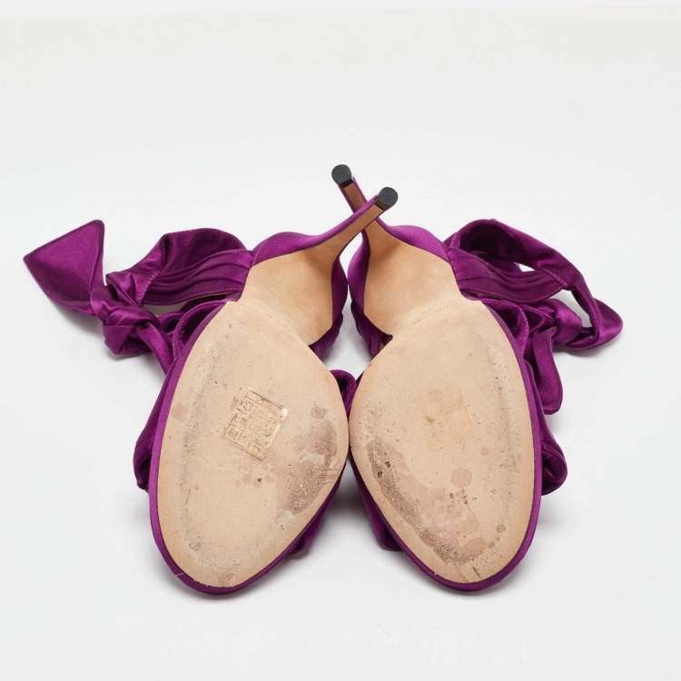 Pre Owned Jimmy Choo Purple Satin Kris Knot Sandals Size 40