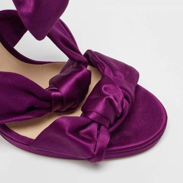 Pre Owned Jimmy Choo Purple Satin Kris Knot Sandals Size 40