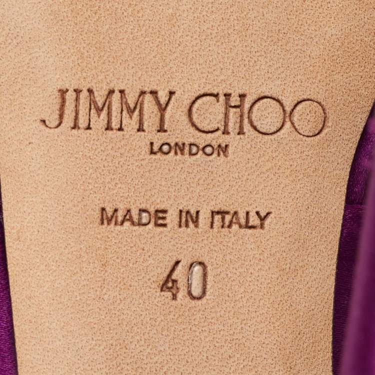 Pre Owned Jimmy Choo Purple Satin Kris Knot Sandals Size 40