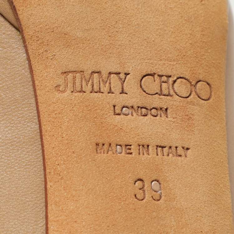 Pre Owned Jimmy Choo Beige Leather Platform Pumps Size 39