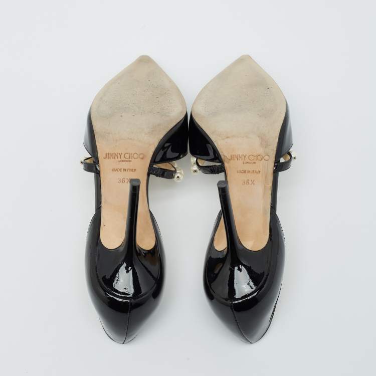 Pre Owned Jimmy Choo Black Patent Leather Aurelie Pumps Size 36.5