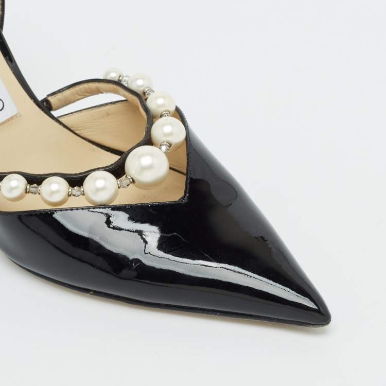 Pre Owned Jimmy Choo Black Patent Leather Aurelie Pumps Size 36.5