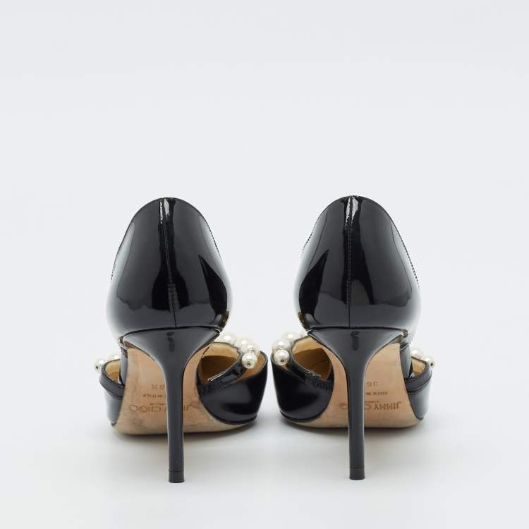 Pre Owned Jimmy Choo Black Patent Leather Aurelie Pumps Size 36.5