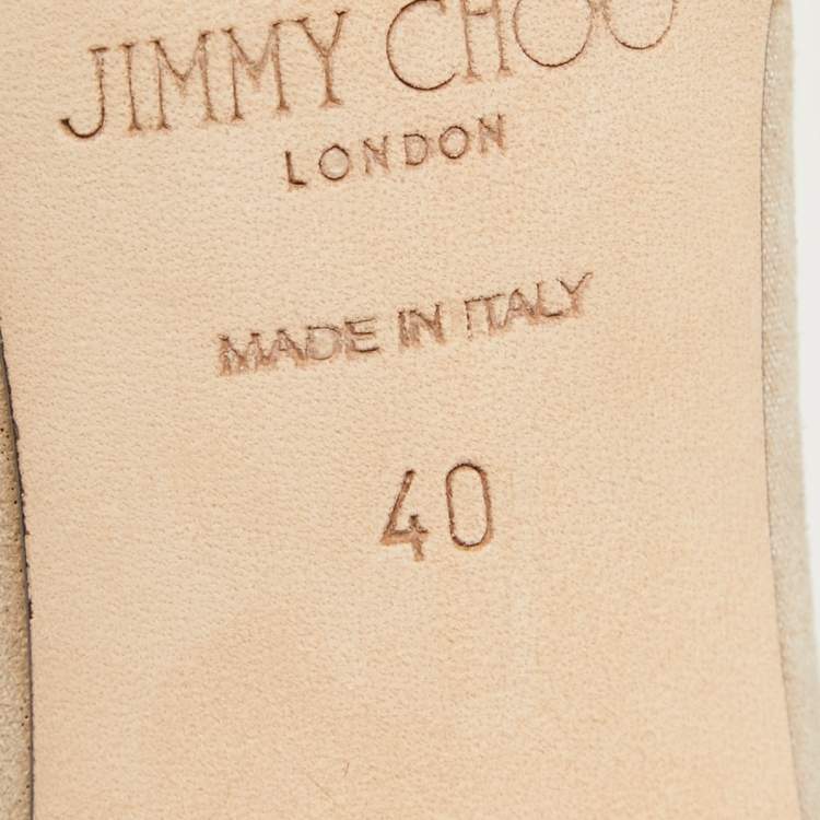 Pre Owned Jimmy Choo Beige Textured Suede Crystal Chain Talika Pumps Size 40
